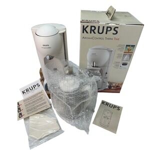 Krups AromaControl Therm Time Coffee Maker White Stainless Thermal Carafe NIB